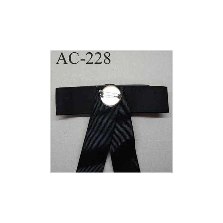 broche en tissu noeud noir avec centre pailleté (diamètre 32 mm) longueur 13 cm 
