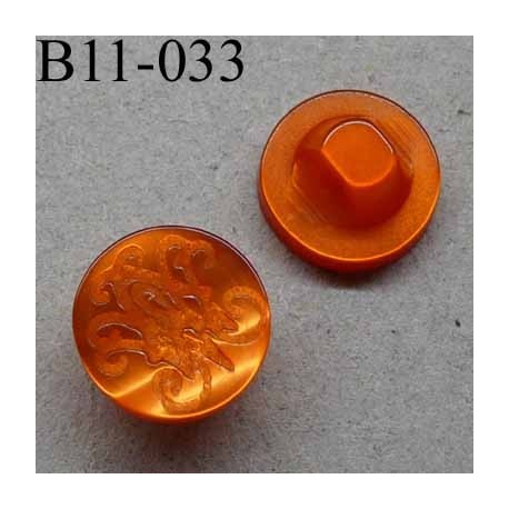 bouton fantaisie diamètre 11 mm accroche un anneau couleur orange nacré diamètre 11 mm