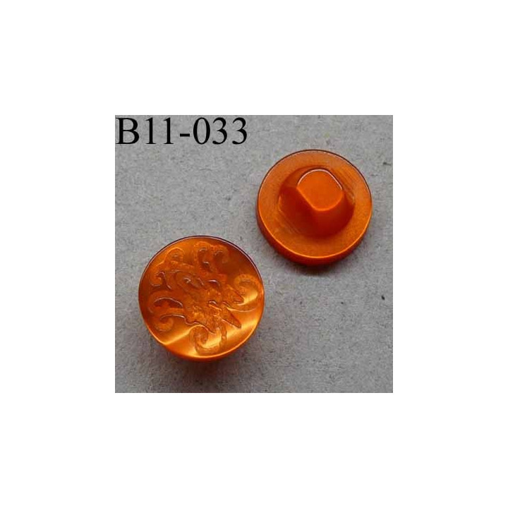 bouton fantaisie diamètre 11 mm accroche un anneau couleur orange nacré diamètre 11 mm