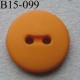 bouton diamètre 15 mm 2 trous couleur orange mat diamètre 15 mm