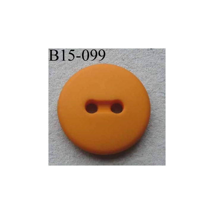 bouton diamètre 15 mm 2 trous couleur orange mat diamètre 15 mm