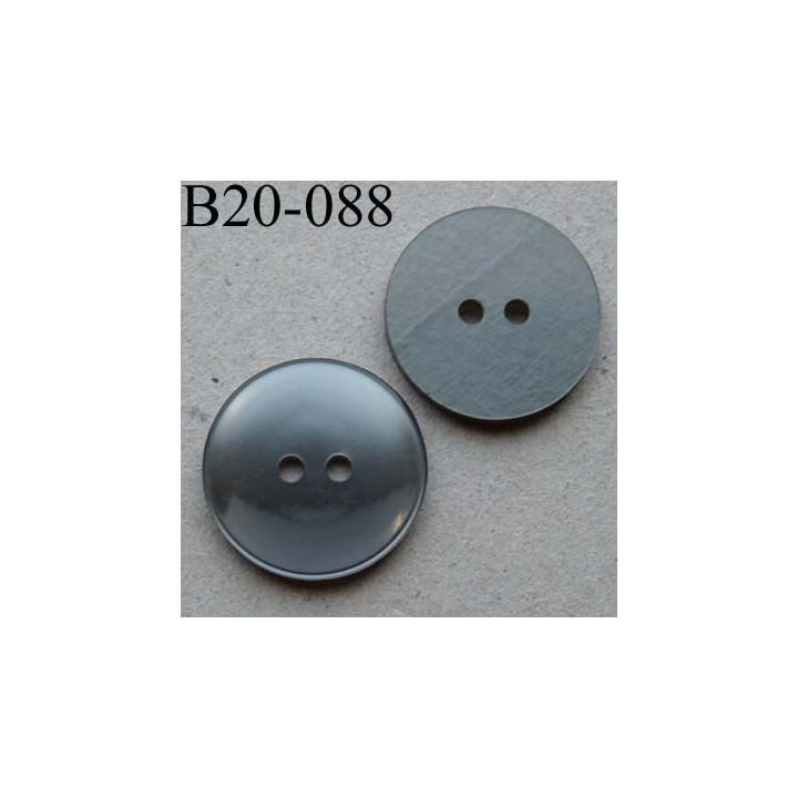 bouton diamètre 20 mm 2 trous couleur gris brillant diamètre 20 mm