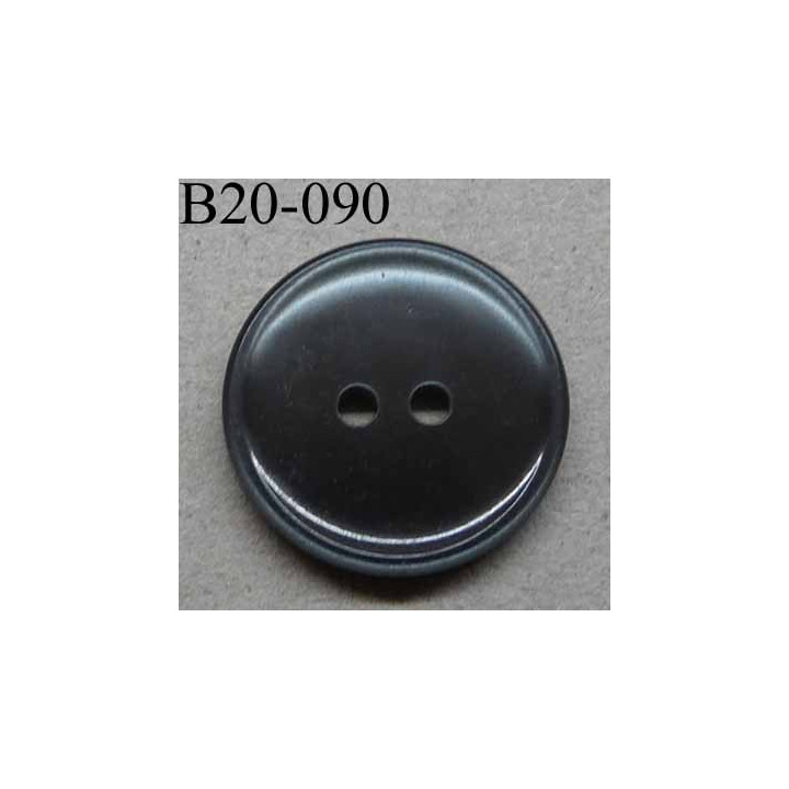 bouton diamètre 20 mm 2 trous couleur gris brillant avec bordure saillante diamètre 20 mm