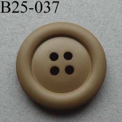 bouton fantaisie diamètre 25 mm 4 trous couleur marron beige clair diamètre 25 mm