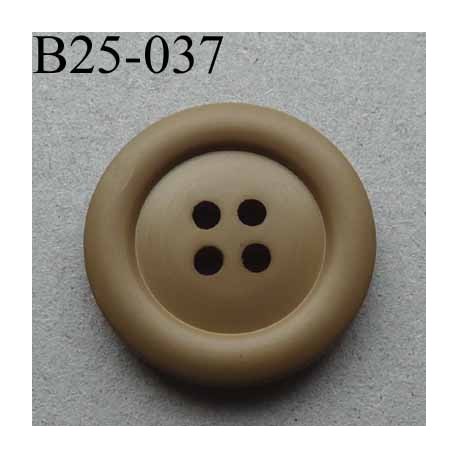 bouton fantaisie diamètre 25 mm 4 trous couleur marron beige clair diamètre 25 mm
