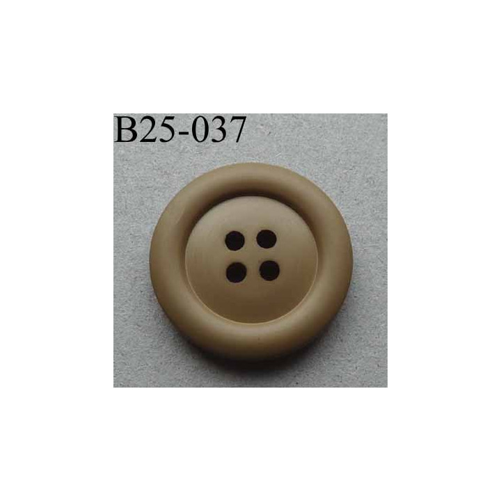 bouton fantaisie diamètre 25 mm 4 trous couleur marron beige clair diamètre 25 mm