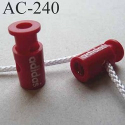 arrêt cordon stop cordon rond ADIDAS couleur rouge de taille 26 mm x 11 mm  vendu à l'unité