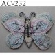 ornement applique écusson empiècement PAPILLON avec perles multicolores à coudre 