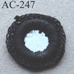 ornement décor couture sequins effet "petit miroir" pourtour fil de couleur noir diamètre 17 mm