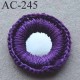 ornement décor couture sequins effet "petit miroir" pourtour fil de couleur violet diamètre 17 mm