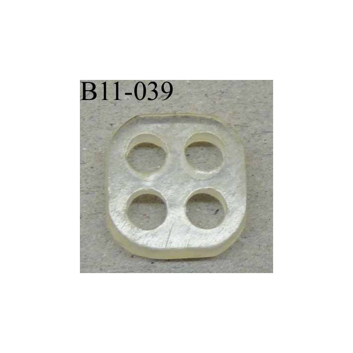 bouton fantaisie carré 11 mm pvc couleur transparent 4 trous diamètre 11 millimètres