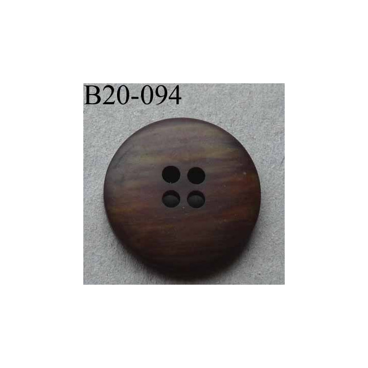 bouton haut de gamme diamètre 20 mm couleur marron et noir imitation bois 4 trous diamètre 20 millimètres  