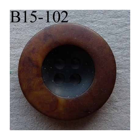 bouton haut de gamme diamètre 15 mm couleur marron et noir imitation bois 4 trous diamètre 15 millimètres 