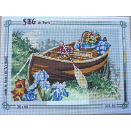 canevas marque SEG DE PARIS  barque dimension 30 centimètres par 40 centimètres 100 % coton