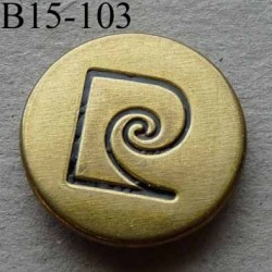 bouton 15 mm métal PIERRE CARDIN couleur cuivre accroche avec un anneau au dos 