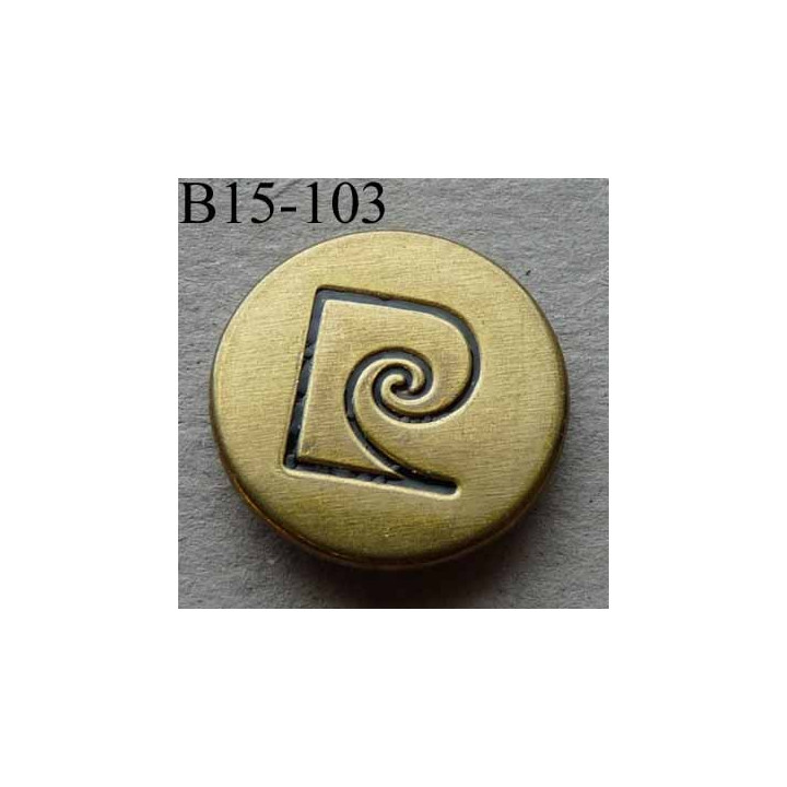 bouton 15 mm métal PIERRE CARDIN couleur cuivre accroche avec un anneau au dos 