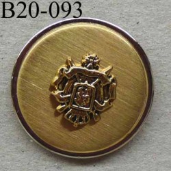 bouton 20 mm haut de gamme métal bi-couleur avec motif décoratif en relief accroche avec un anneau au dos 20 millimètres 