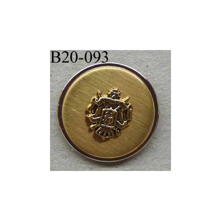 bouton 20 mm haut de gamme métal bi-couleur avec motif décoratif en relief accroche avec un anneau au dos 20 millimètres 