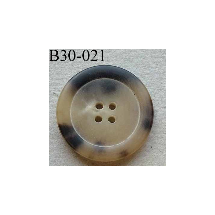 bouton 30 mm haut de gamme couleur beige et marron foncé marbré avec bordure 4 trous 30 millimètres