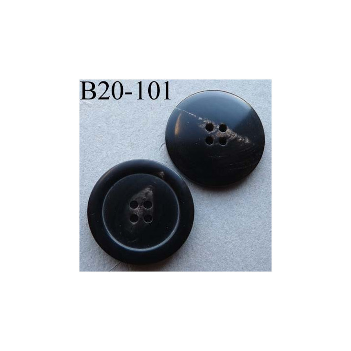 bouton 20 mm haut de gamme couleur noir avec une trace décorative plus claire 4 trous 20 millimètres