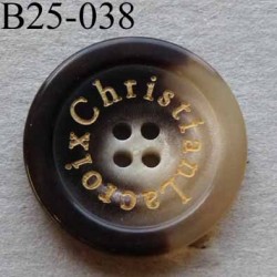 bouton 25 mm haut de gamme siglé CHRISTIAN LACROIX couleur marron marbré 4 trous 25 millimètres