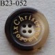 bouton 23 mm haut de gamme siglé CHRISTIAN LACROIX couleur marron marbré 4 trous 23 millimètres
