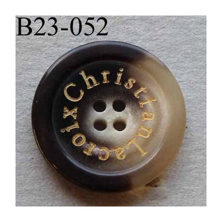 bouton 23 mm haut de gamme siglé CHRISTIAN LACROIX couleur marron marbré 4 trous 23 millimètres