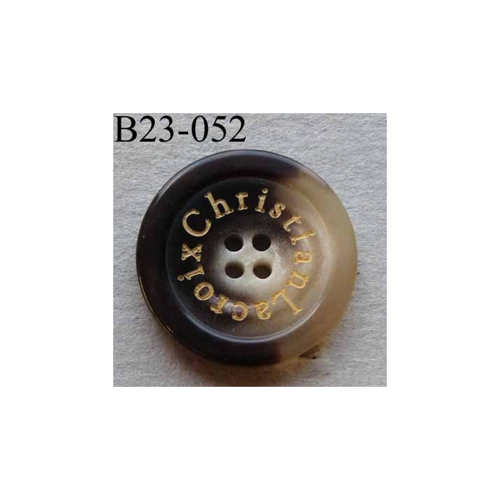 bouton 23 mm haut de gamme siglé CHRISTIAN LACROIX couleur marron marbré 4 trous 23 millimètres