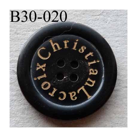 bouton 30 mm haut de gamme siglé CHRISTIAN LACROIX couleur noir 4 trous 30 millimètres