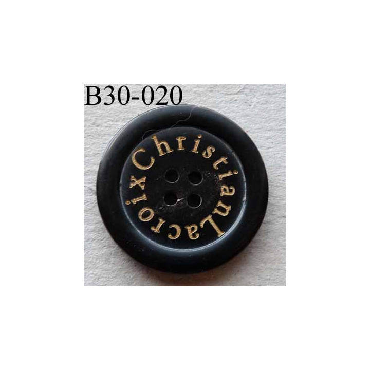 bouton 30 mm haut de gamme siglé CHRISTIAN LACROIX couleur noir 4 trous 30 millimètres