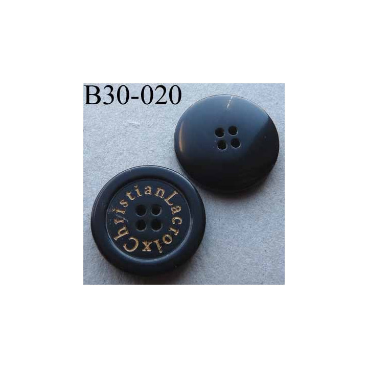 bouton 30 mm haut de gamme siglé CHRISTIAN LACROIX couleur noir 4 trous 30 millimètres