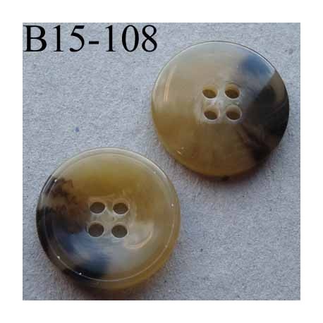bouton 15 mm haut de gamme couleur beige marbré 4 trous diamètre 15 millimètres