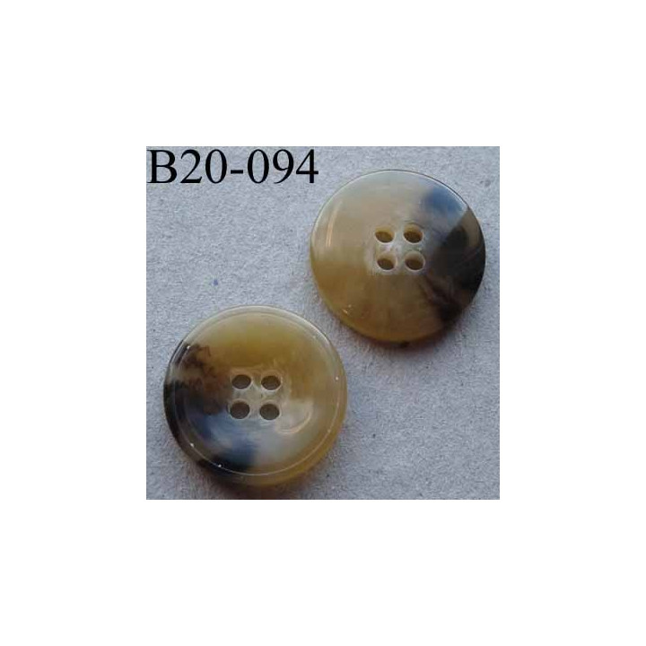 bouton 20 mm haut de gamme couleur beige marbré 4 trous diamètre 20 millimètres