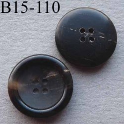 bouton 15 mm haut de gamme couleur marron foncé marbré 4 trous diamètre 15 millimètres