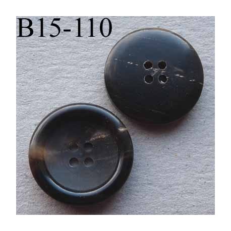 bouton 15 mm haut de gamme couleur marron foncé marbré 4 trous diamètre 15 millimètres