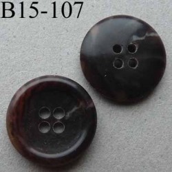 bouton 15 mm haut de gamme couleur marron 4 trous diamètre 15 millimètres