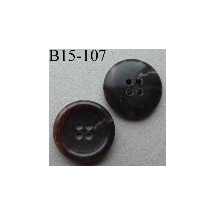 bouton 15 mm haut de gamme couleur marron marbré 4 trous diamètre 15 millimètres