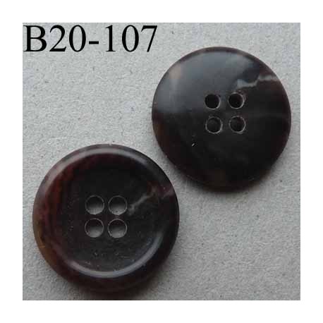 bouton 20 mm haut de gamme couleur marron marbré 4 trous diamètre 20 millimètres