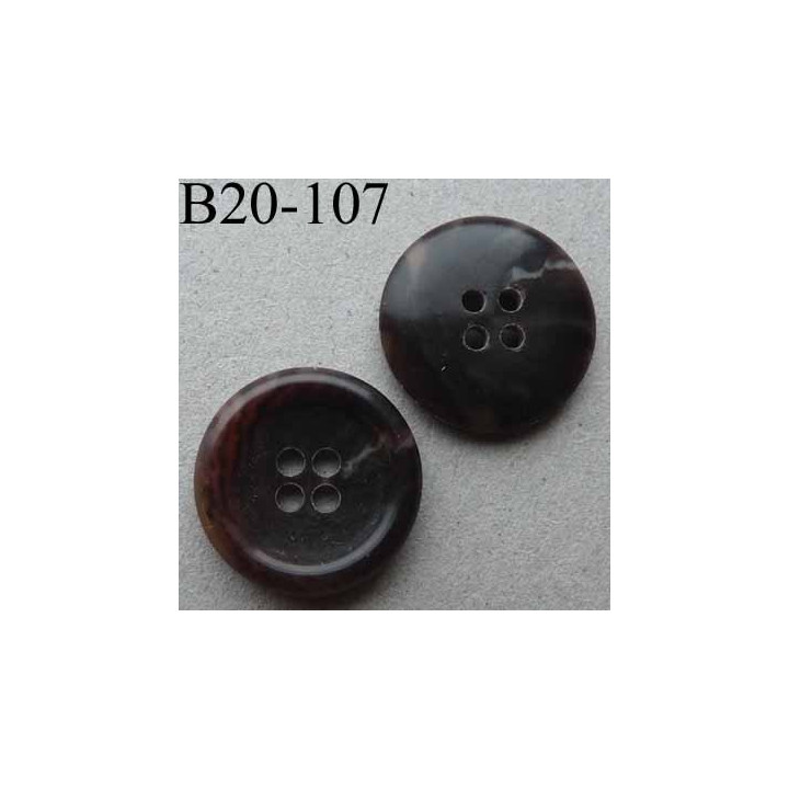 bouton 20 mm haut de gamme couleur marron marbré 4 trous diamètre 20 millimètres