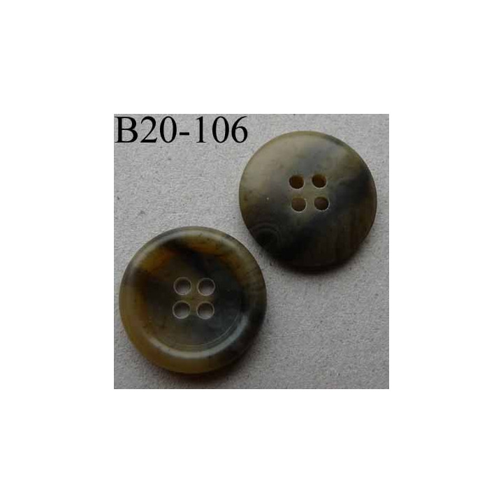 bouton 20 mm haut de gamme couleur beige marbré 4 trous diamètre 20 millimètres