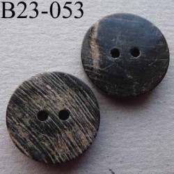 bouton fantaisie 23 mm haut de gamme couleur noir strié effet pierre ébréchée usée 4 trous diamètre 23 milimètres