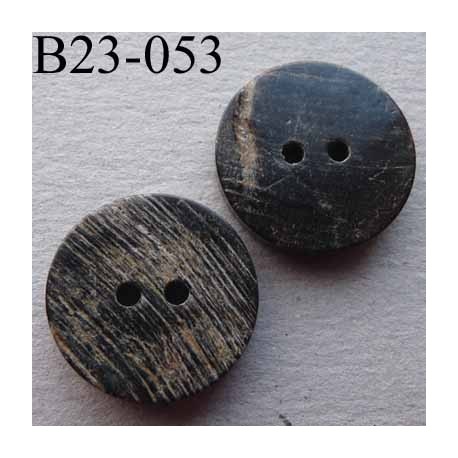 bouton fantaisie 23 mm haut de gamme couleur noir strié effet pierre ébréchée usée 4 trous diamètre 23 milimètres