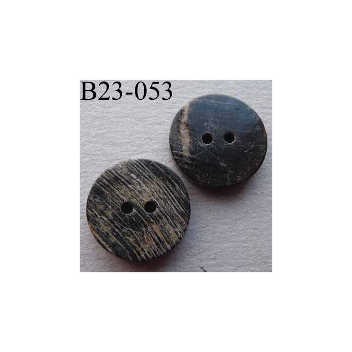 bouton fantaisie 23 mm haut de gamme couleur marron ou anthracite strié effet pierre ébréchée usée 4 trous 23 milimètres