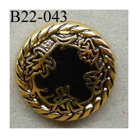 bouton 22 mm pvc imitation métal couleur doré et noir accroche un anneau