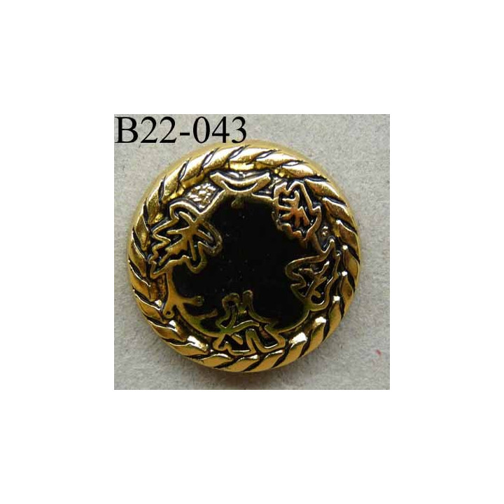 bouton 22 mm pvc imitation métal couleur doré et noir accroche un anneau