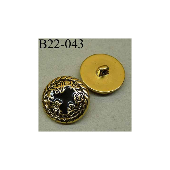 bouton 22 mm pvc imitation métal couleur doré et noir accroche un anneau