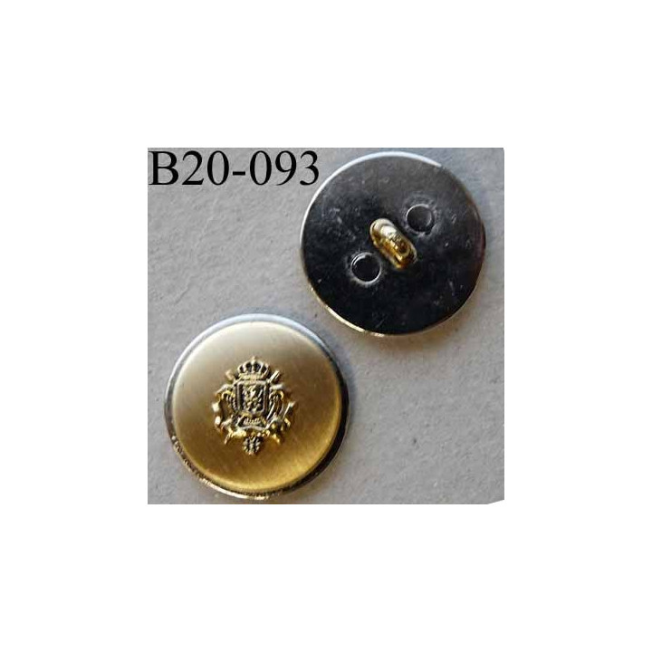 bouton 20 mm haut de gamme métal bi-couleur avec motif décoratif en relief accroche avec un anneau au dos 20 millimètres 