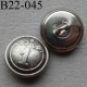 bouton métal 20 mm haut de gamme style ancien couleur acier patiné noir inscription chiffre 1 accroche un anneau