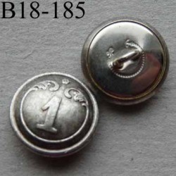 bouton métal 18 mm haut de gamme style ancien couleur acier patiné noir inscription chiffre 1 accroche un anneau