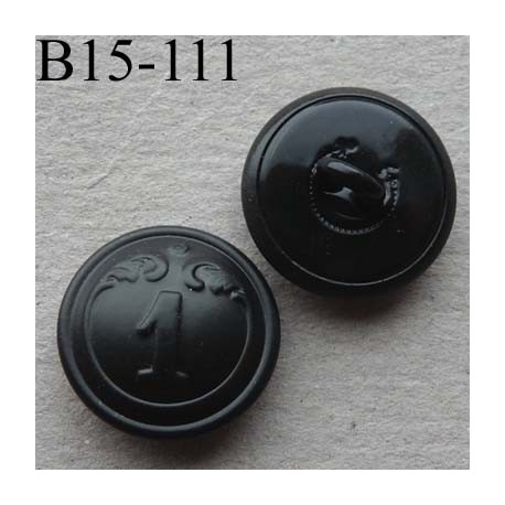  bouton métal 15 mm haut de gamme style ancien couleur noir inscription chiffre 1 accroche un anneau
